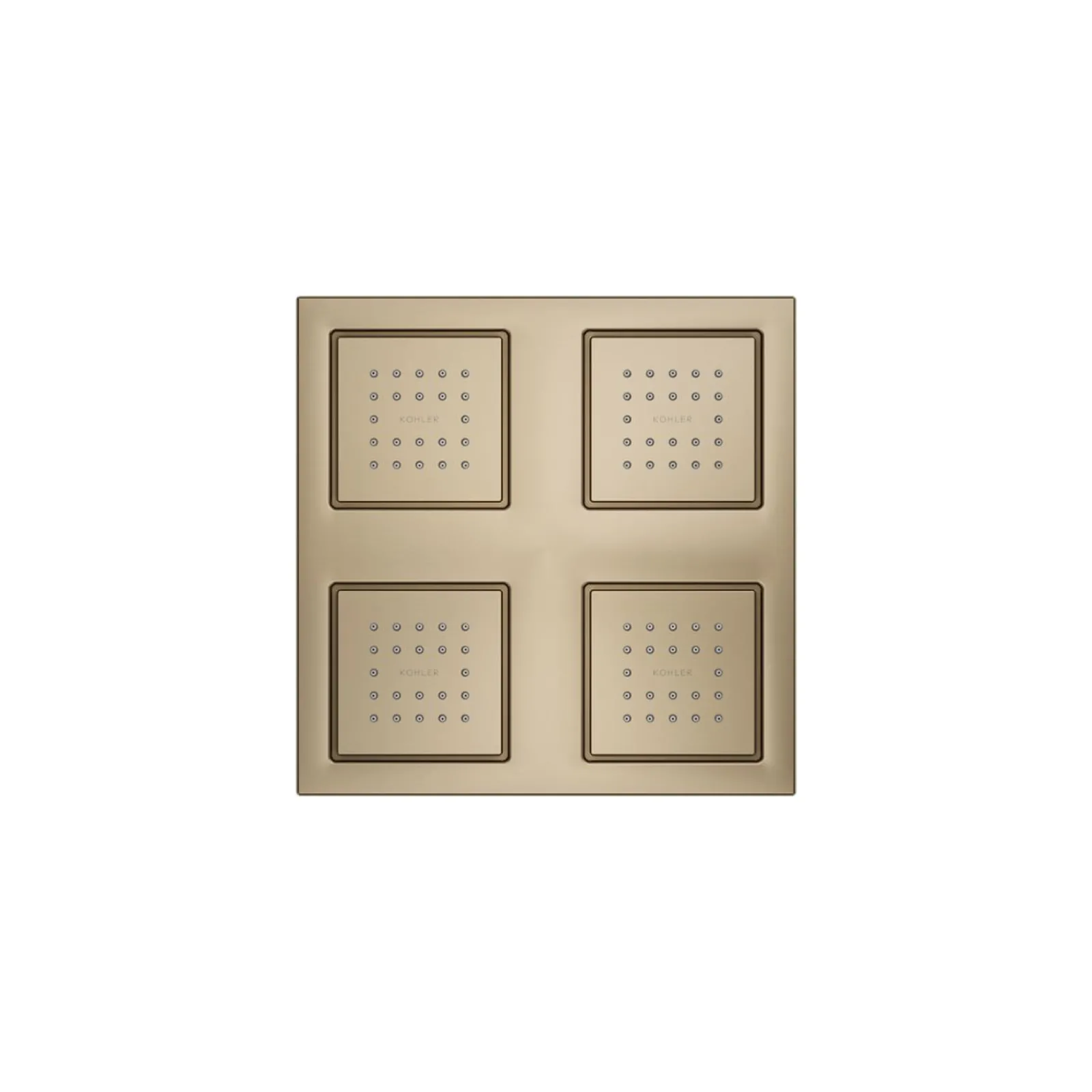 Overhead shower panel with four 22-nozzle sprayheads^Kohler