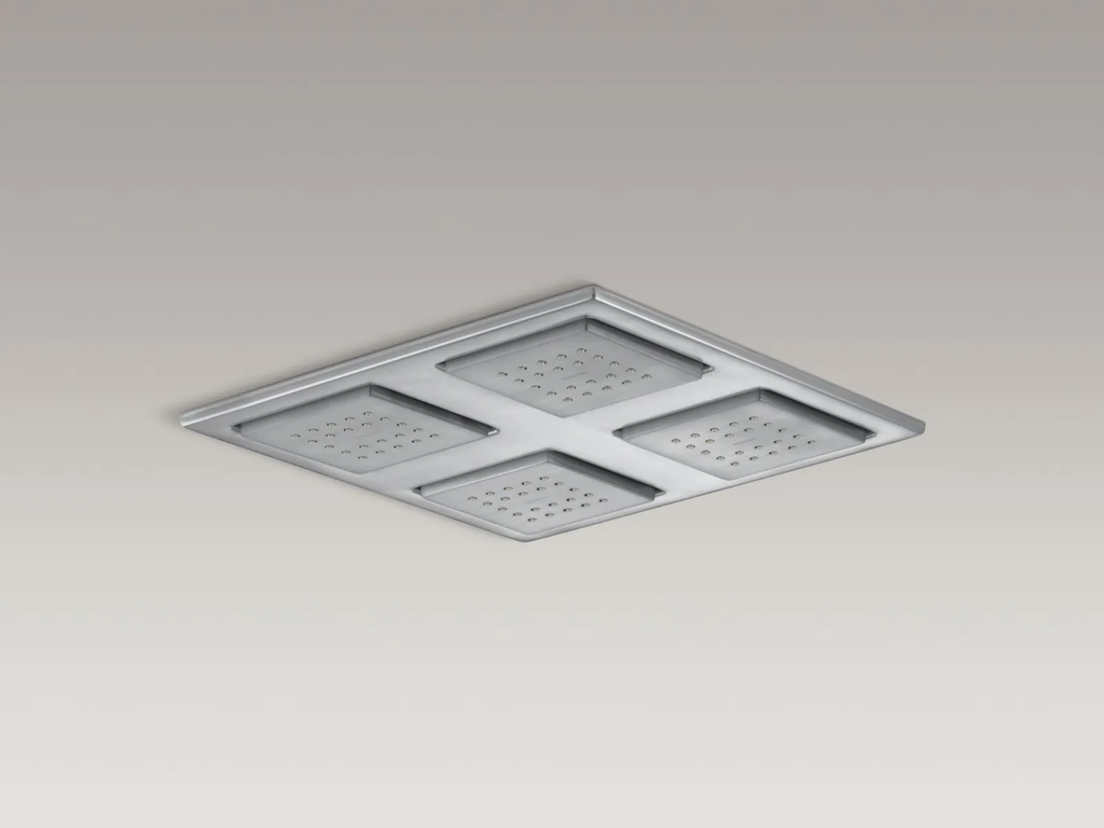 Overhead shower panel with four 22-nozzle sprayheads^Kohler