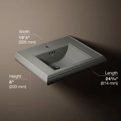 Pedestal/console table bathroom sink basin with single faucet-hole drilling^Kohler Clearance