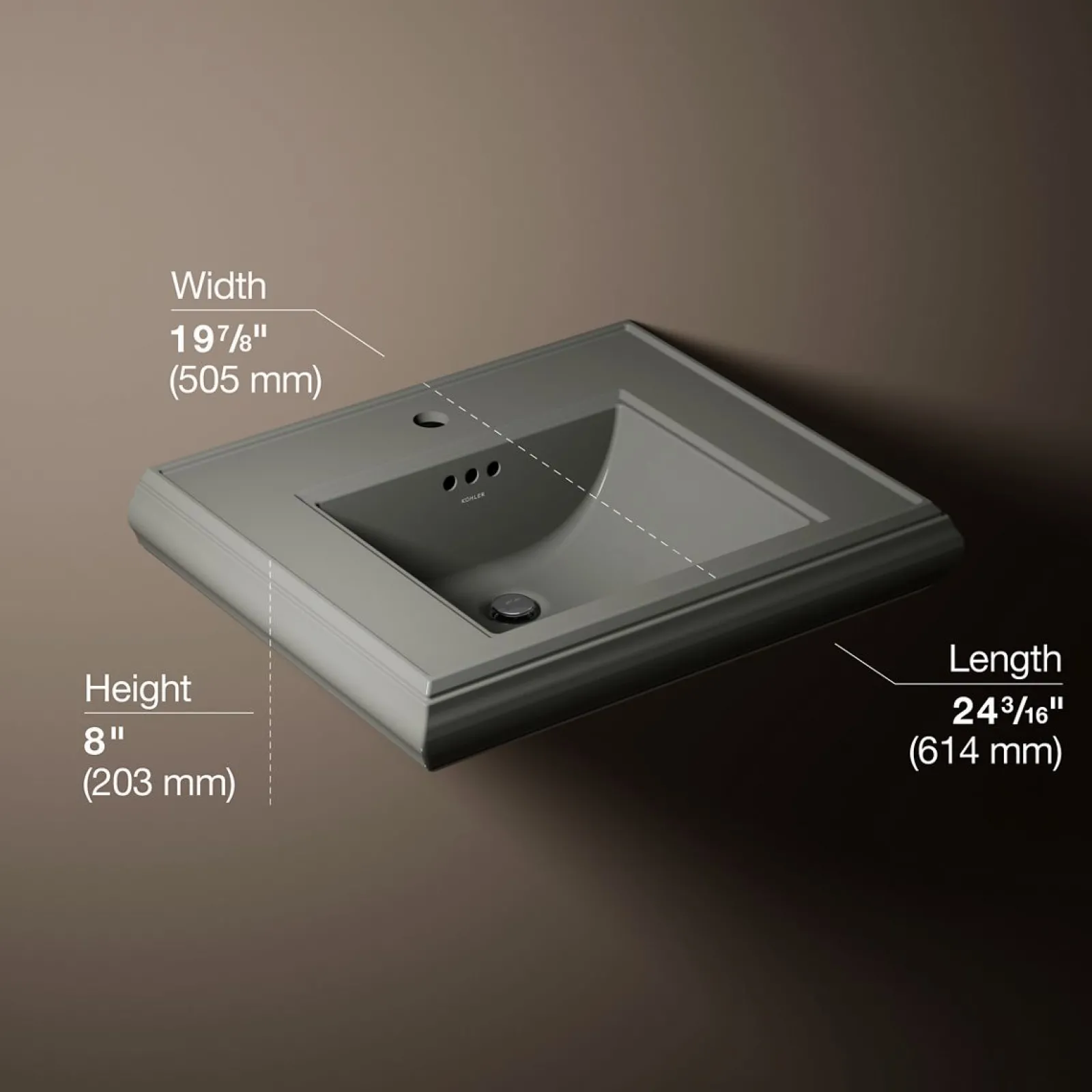 Pedestal/console table bathroom sink basin with single faucet-hole drilling^Kohler Clearance