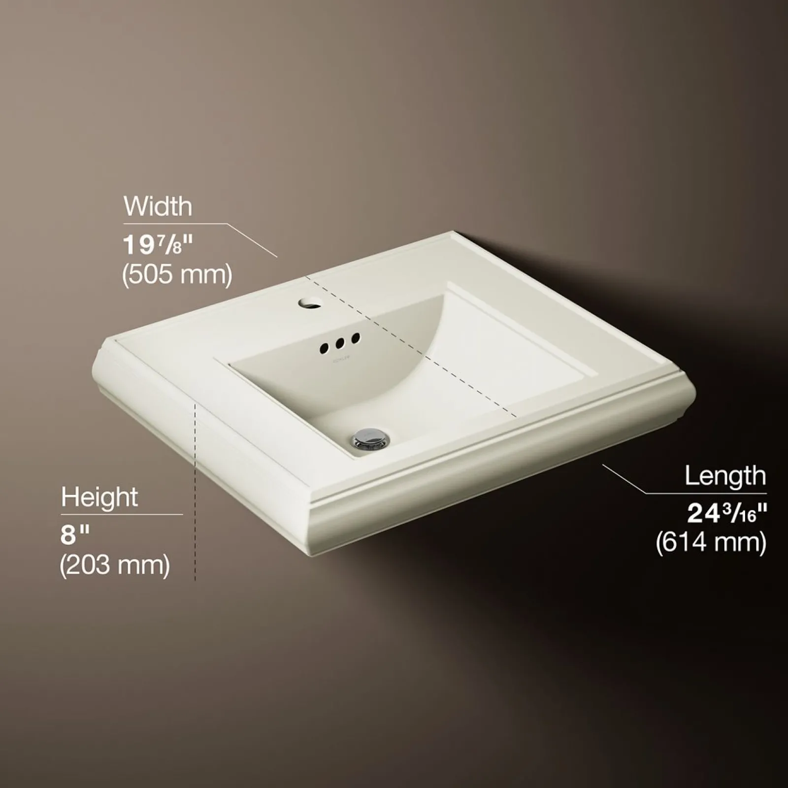 Pedestal/console table bathroom sink basin with single faucet-hole drilling^Kohler Clearance