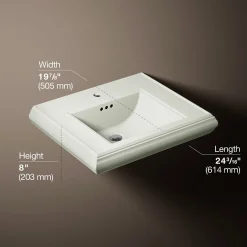Pedestal/console table bathroom sink basin with single faucet-hole drilling^Kohler Clearance