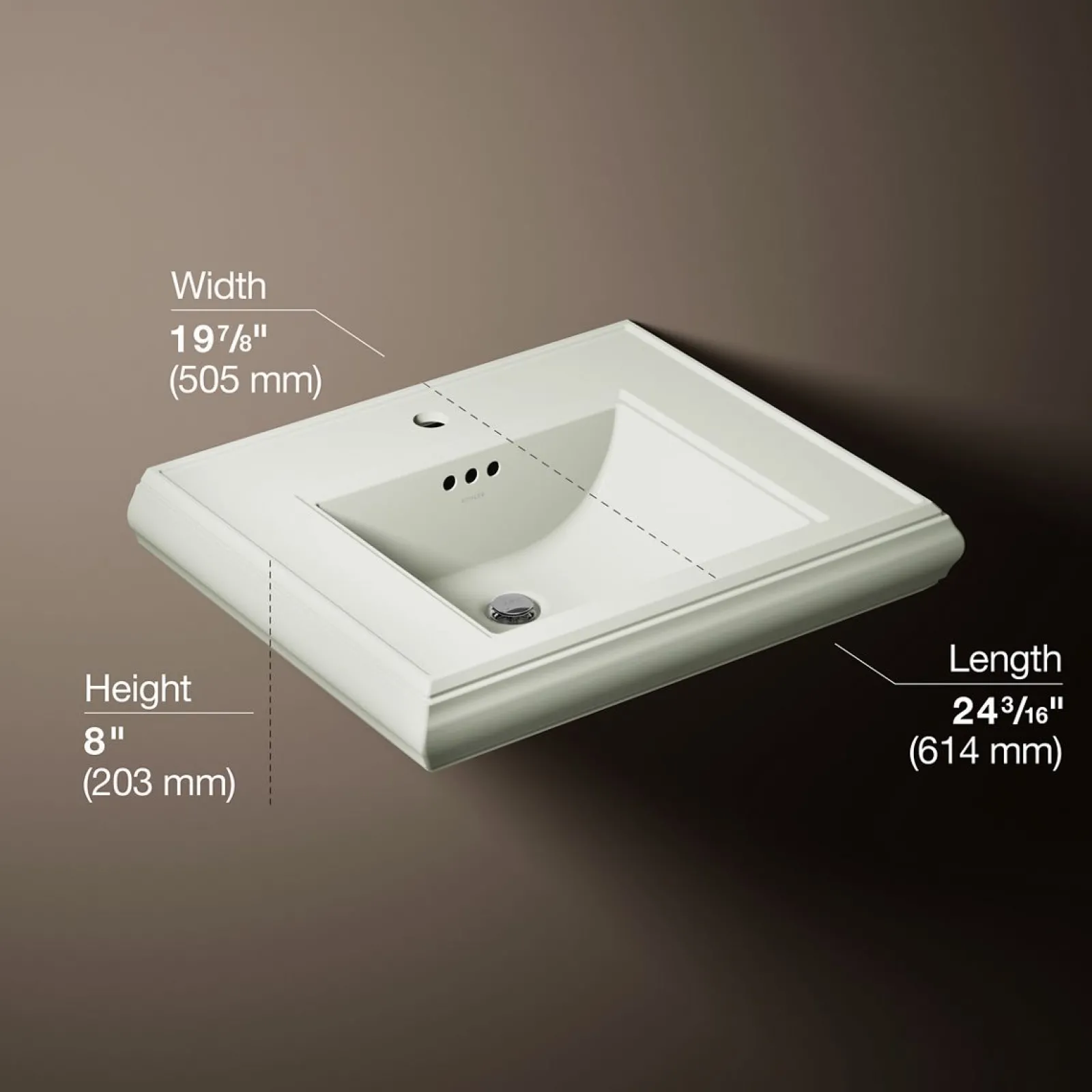 Pedestal/console table bathroom sink basin with single faucet-hole drilling^Kohler Clearance