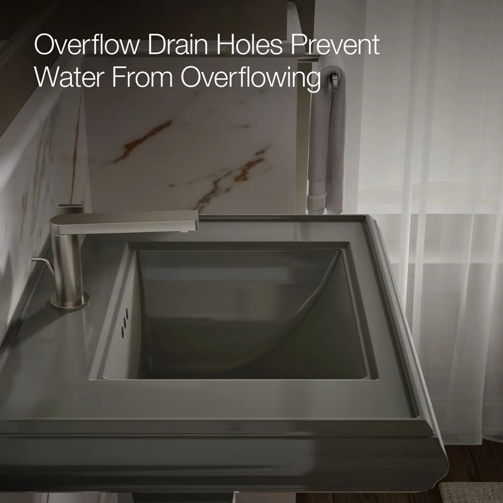 Pedestal/console table bathroom sink basin with single faucet-hole drilling^Kohler Clearance