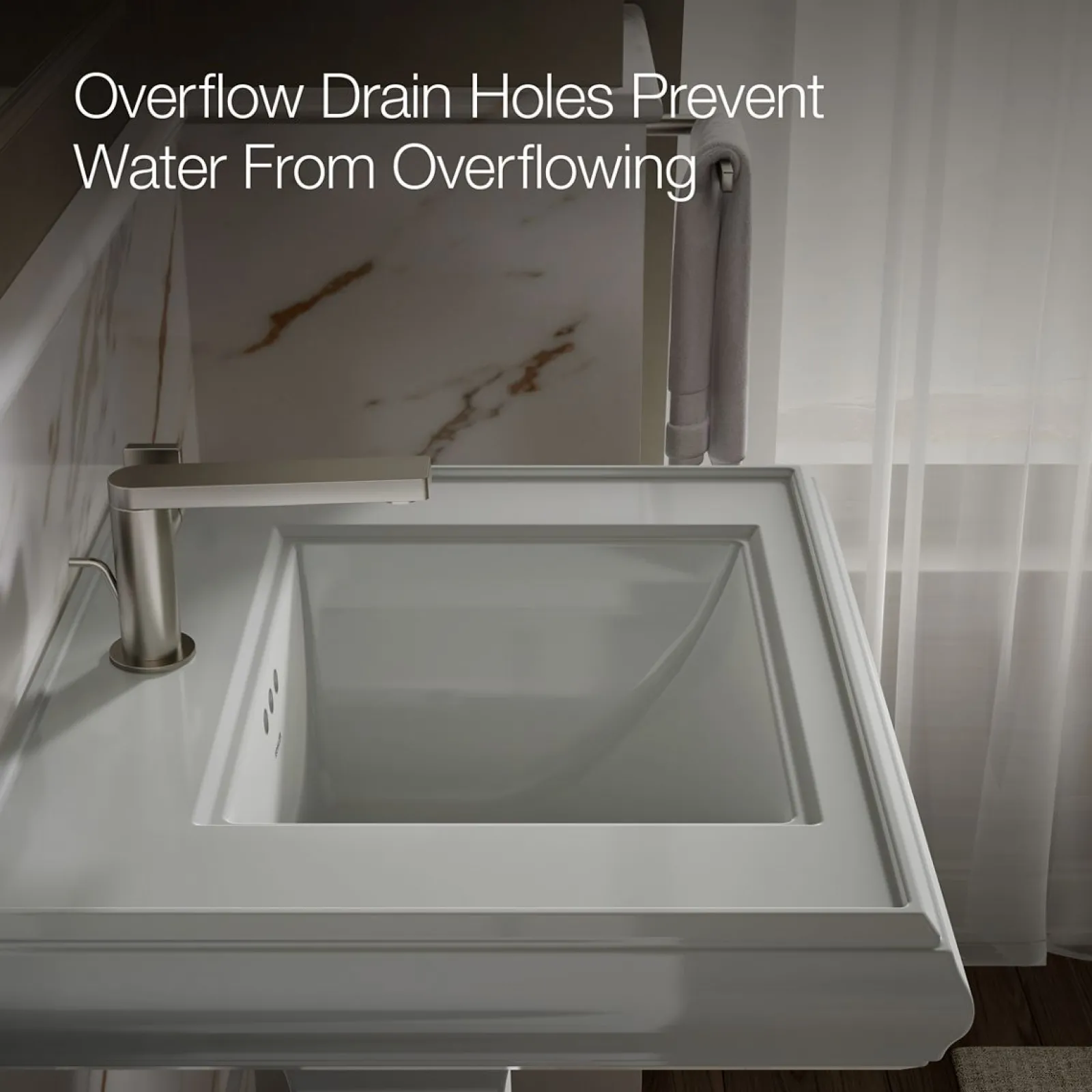 Pedestal/console table bathroom sink basin with single faucet-hole drilling^Kohler Clearance