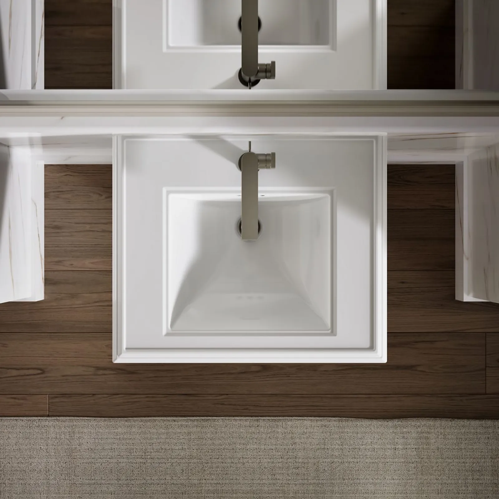 Pedestal/console table bathroom sink basin with single faucet-hole drilling^Kohler Clearance