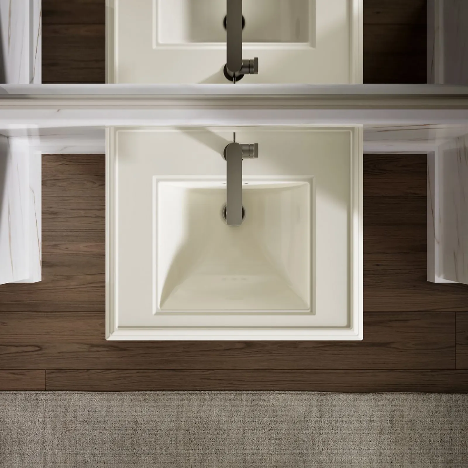 Pedestal/console table bathroom sink basin with single faucet-hole drilling^Kohler Clearance