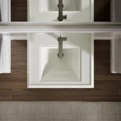 Pedestal/console table bathroom sink basin with single faucet-hole drilling^Kohler Clearance