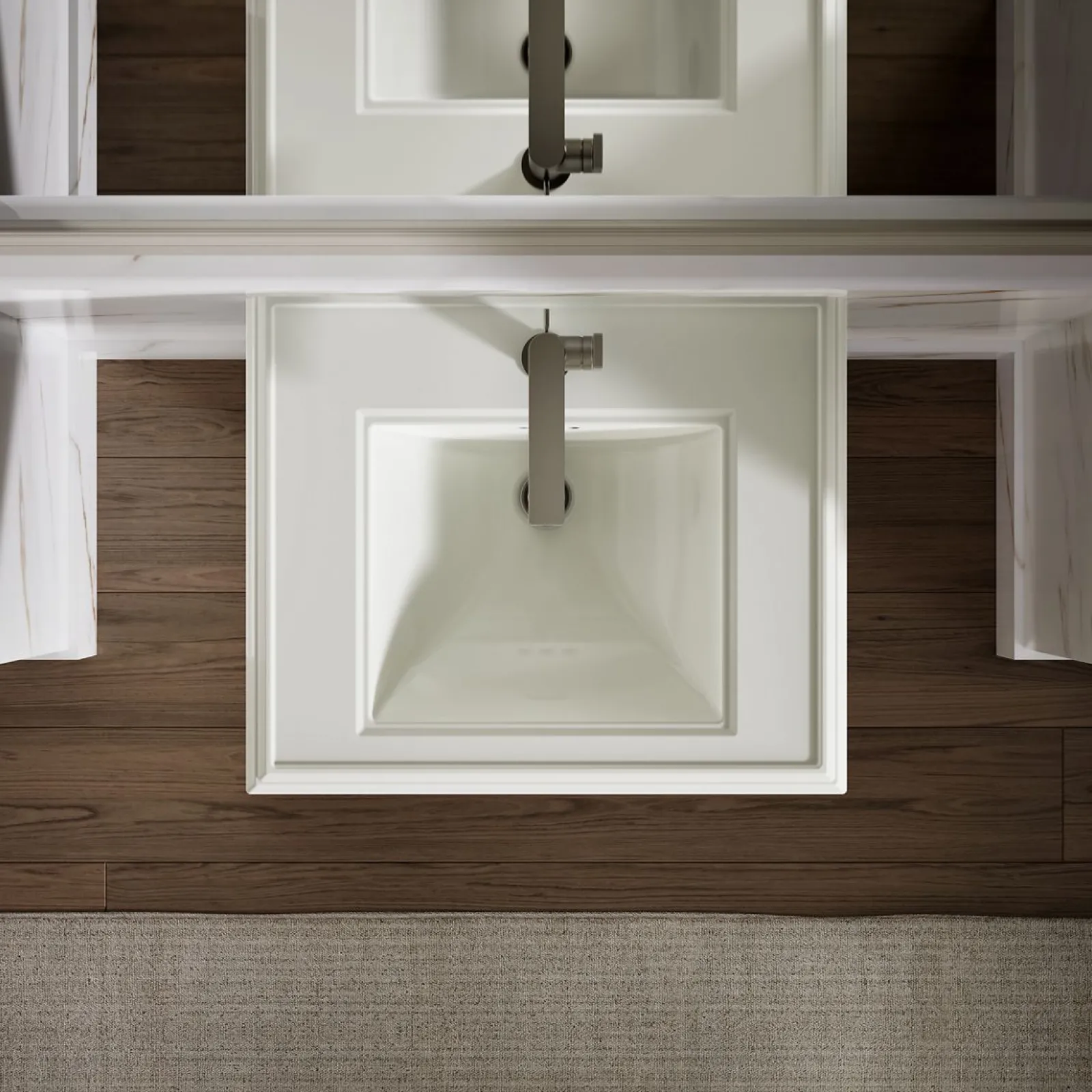 Pedestal/console table bathroom sink basin with single faucet-hole drilling^Kohler Clearance