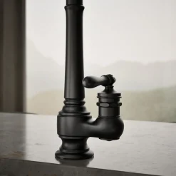 Pull-down kitchen sink faucet with three-function sprayhead^Kohler New