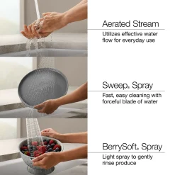 Pull-down kitchen sink faucet with three-function sprayhead^Kohler New