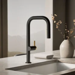 Pull-down kitchen sink faucet with two-function sprayhead^Kohler Discount