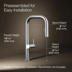 Pull-down kitchen sink faucet with two-function sprayhead^Kohler Discount