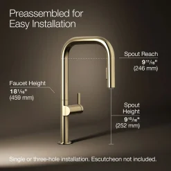 Pull-down kitchen sink faucet with two-function sprayhead^Kohler Discount
