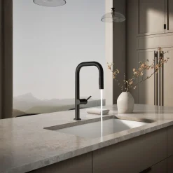 Pull-down kitchen sink faucet with two-function sprayhead^Kohler Discount