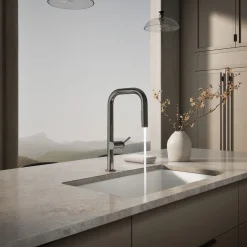 Pull-down kitchen sink faucet with two-function sprayhead^Kohler Discount
