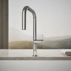 Pull-down kitchen sink faucet with two-function sprayhead^Kohler Discount