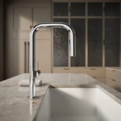 Pull-down kitchen sink faucet with two-function sprayhead^Kohler Discount