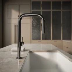 Pull-down kitchen sink faucet with two-function sprayhead^Kohler Discount