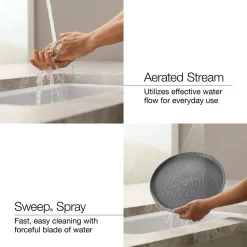Pull-down kitchen sink faucet with two-function sprayhead^Kohler Discount