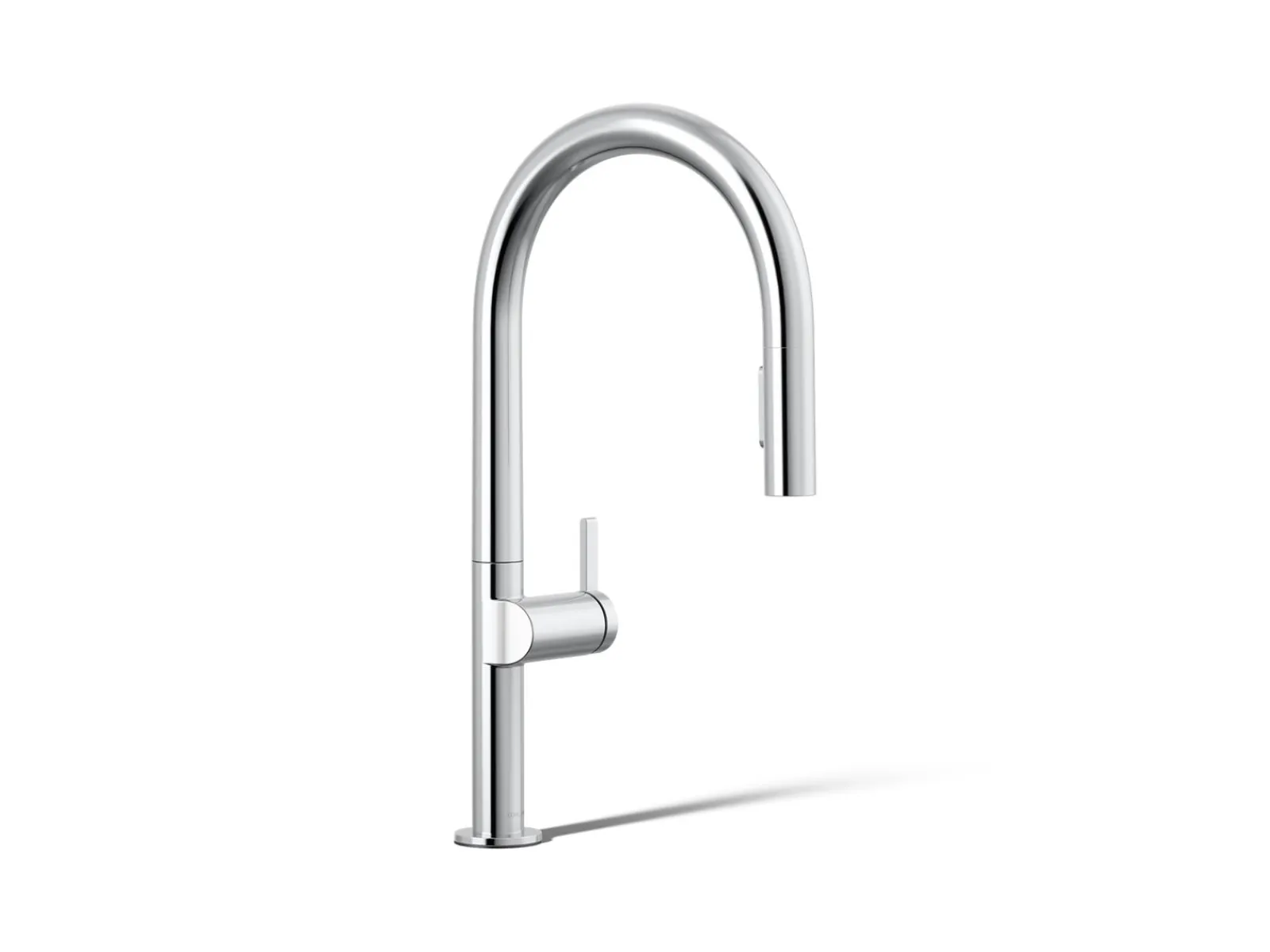 Pull-down kitchen sink faucet with two-function sprayhead^Kohler Hot