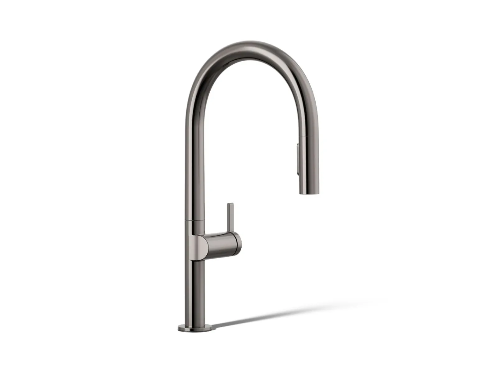 Pull-down kitchen sink faucet with two-function sprayhead^Kohler Hot