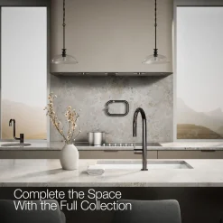 Pull-down kitchen sink faucet with two-function sprayhead^Kohler Hot