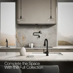 Pull-down kitchen sink faucet with three-function sprayhead^Kohler