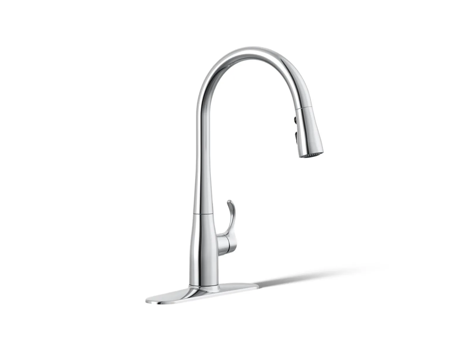 Pull-down kitchen sink faucet with three-function sprayhead^Kohler Clearance