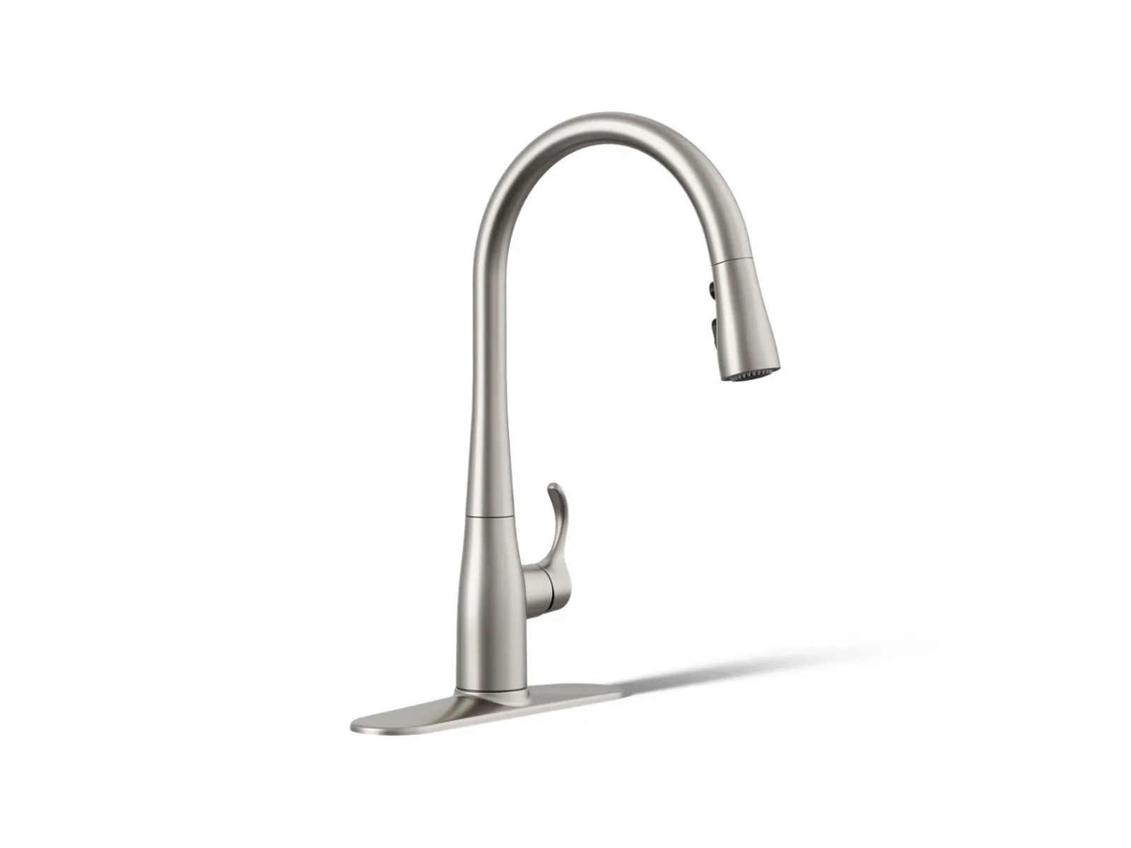 Pull-down kitchen sink faucet with three-function sprayhead^Kohler Clearance