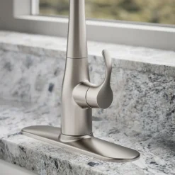 Pull-down kitchen sink faucet with three-function sprayhead^Kohler Clearance