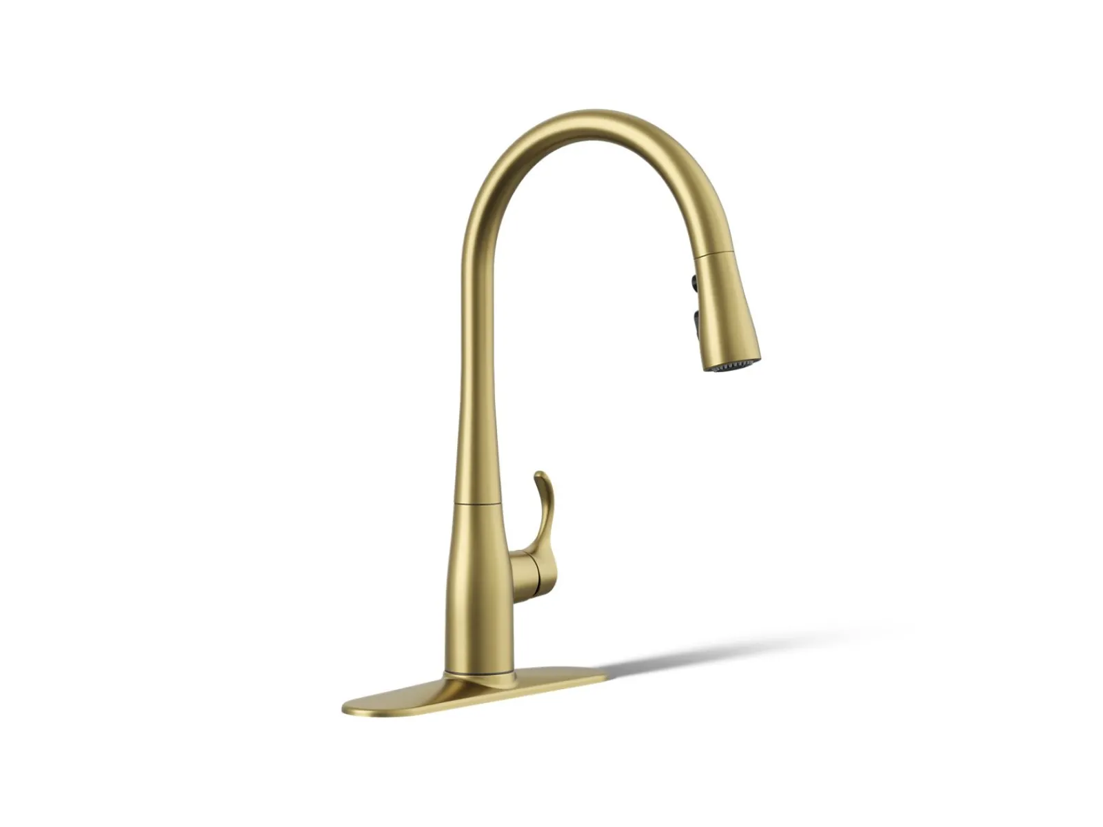 Pull-down kitchen sink faucet with three-function sprayhead^Kohler Clearance