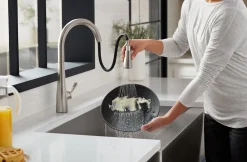 Pull-down kitchen sink faucet with three-function sprayhead^Kohler Clearance