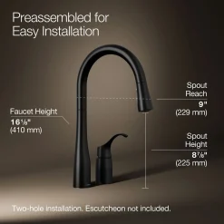Pull-down kitchen sink faucet with three-function sprayhead^Kohler New