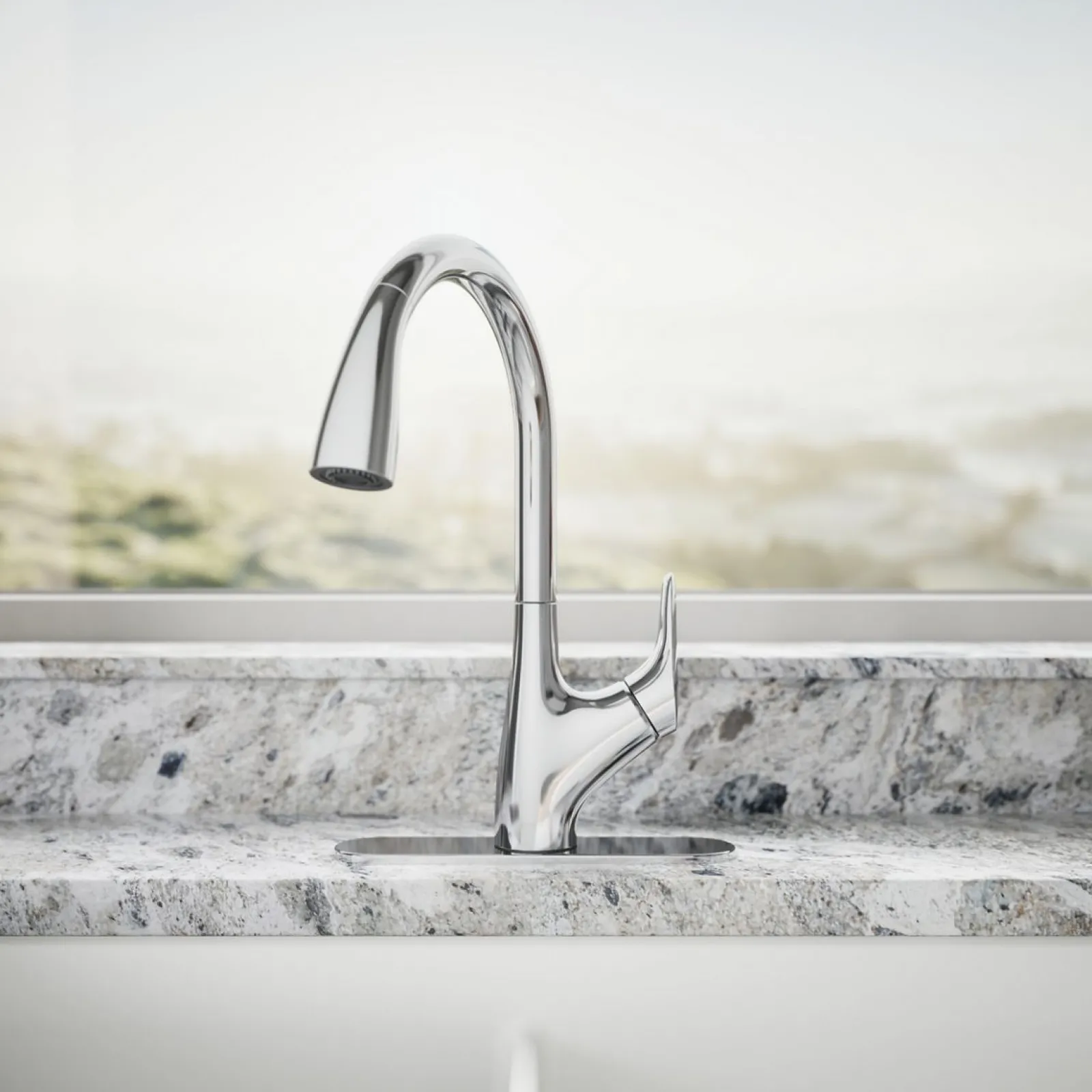 Pull-down kitchen sink faucet with two-function sprayhead^Kohler New