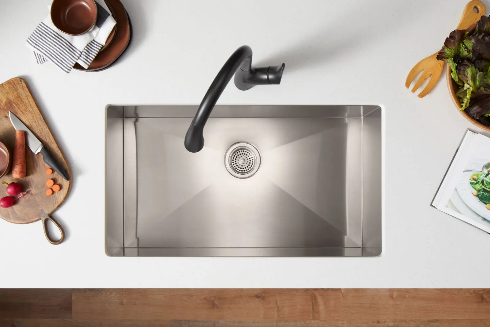 Pull-down kitchen sink faucet with two-function sprayhead^Kohler New