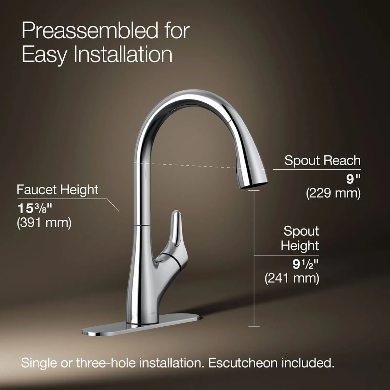 Pull-down kitchen sink faucet with two-function sprayhead^Kohler New