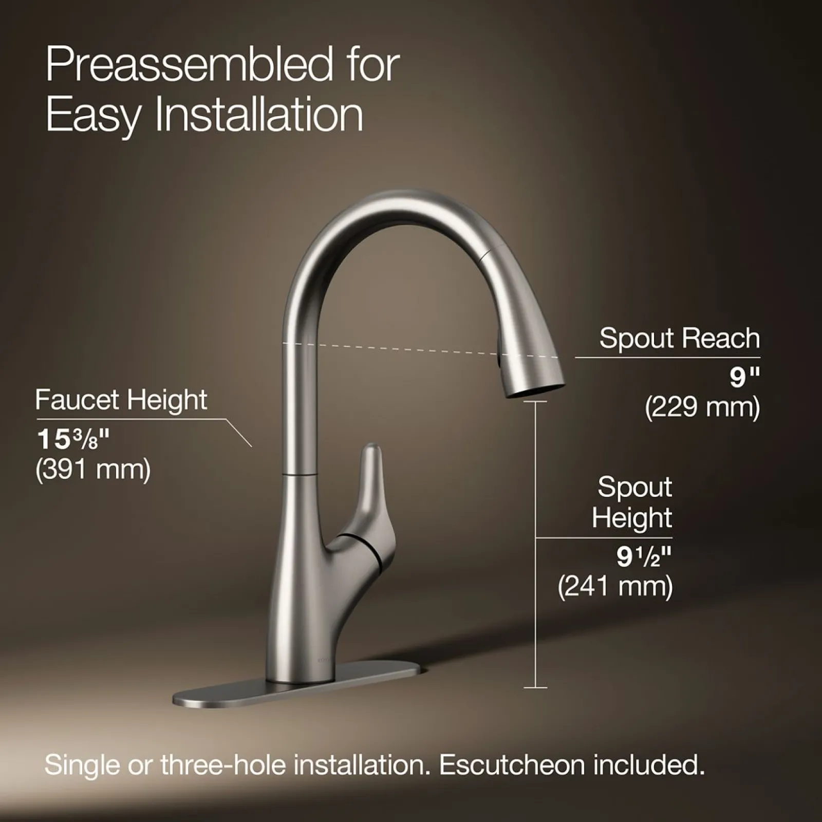 Pull-down kitchen sink faucet with two-function sprayhead^Kohler New