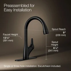 Pull-down kitchen sink faucet with two-function sprayhead^Kohler New