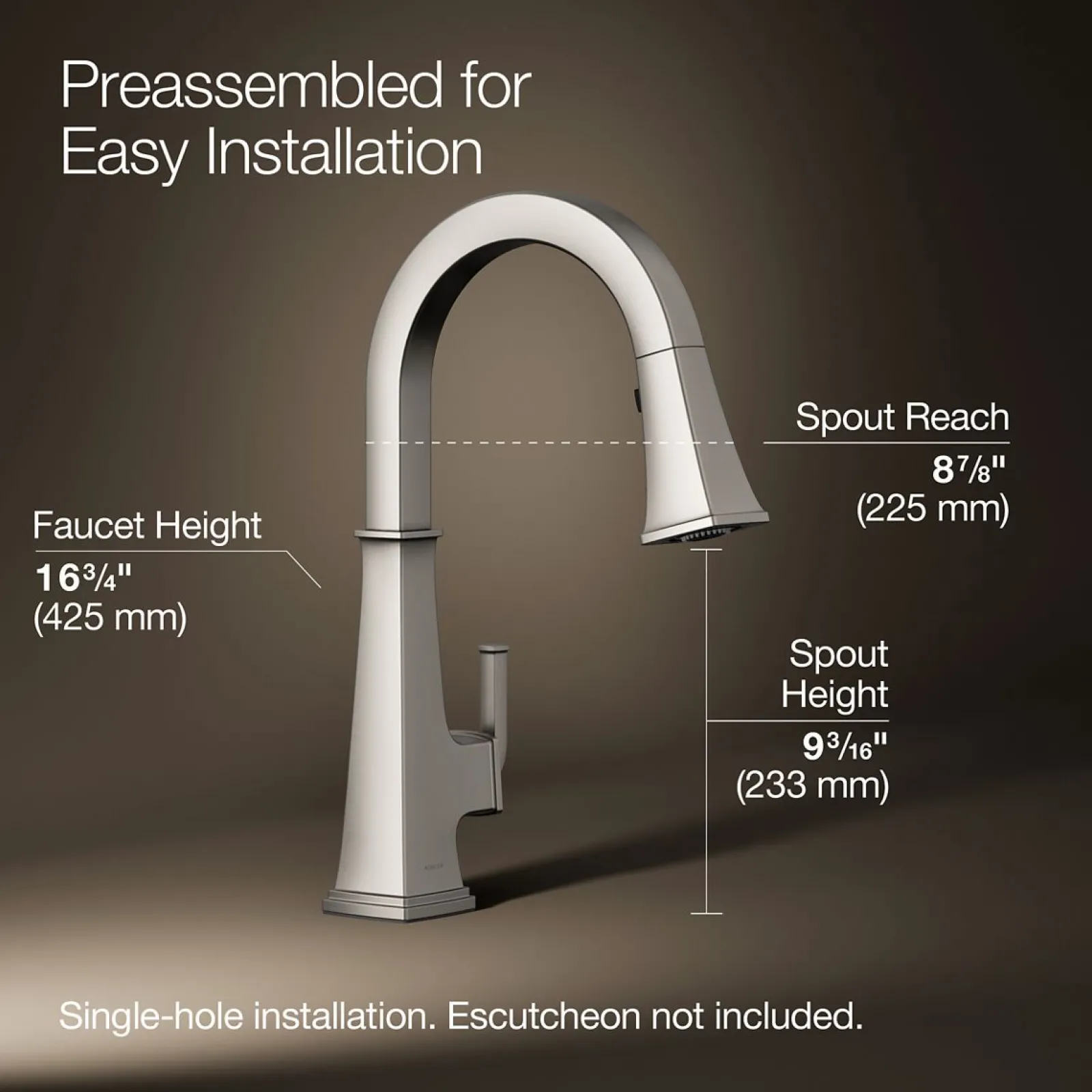 Pull-down kitchen sink faucet with three-function sprayhead^Kohler Clearance
