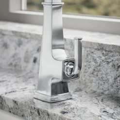 Pull-down kitchen sink faucet with three-function sprayhead^Kohler Clearance