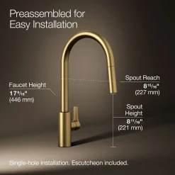 Pull-down kitchen sink faucet with two-function sprayhead^Kohler