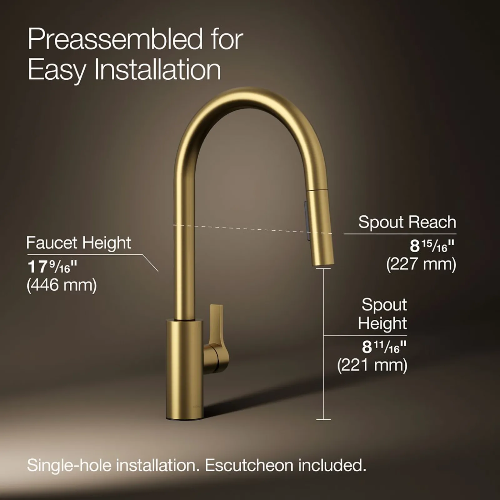Pull-down kitchen sink faucet with two-function sprayhead^Kohler