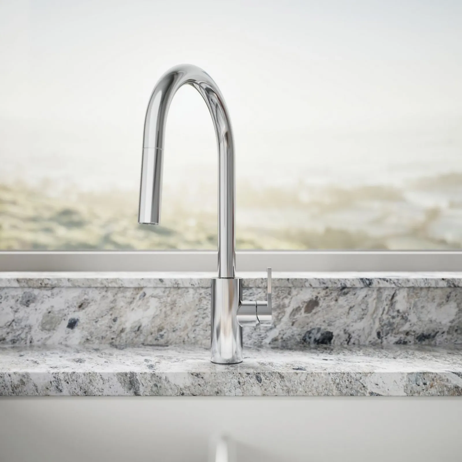 Pull-down kitchen sink faucet with two-function sprayhead^Kohler