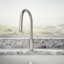 Pull-down kitchen sink faucet with two-function sprayhead^Kohler