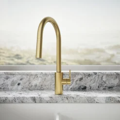 Pull-down kitchen sink faucet with two-function sprayhead^Kohler