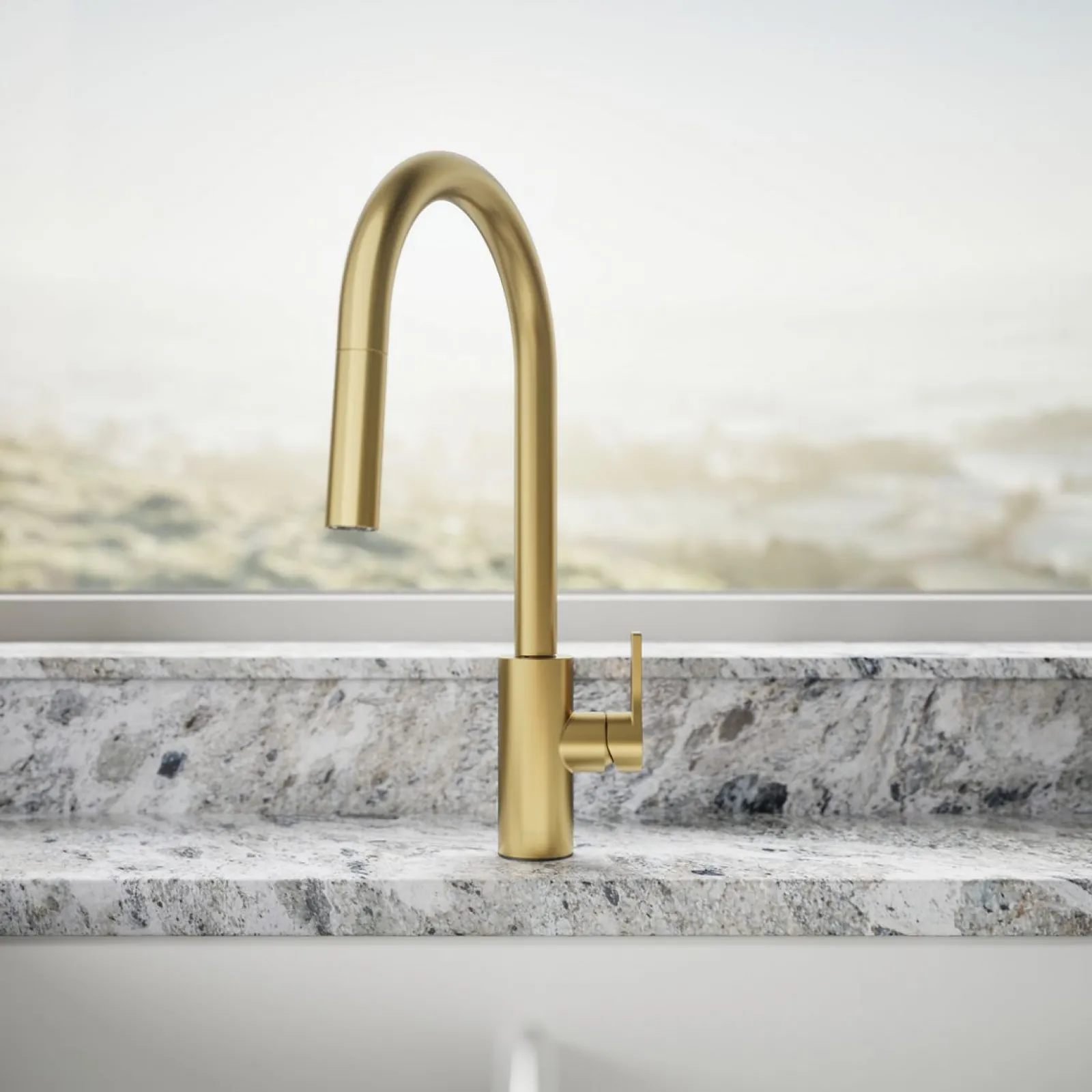 Pull-down kitchen sink faucet with two-function sprayhead^Kohler