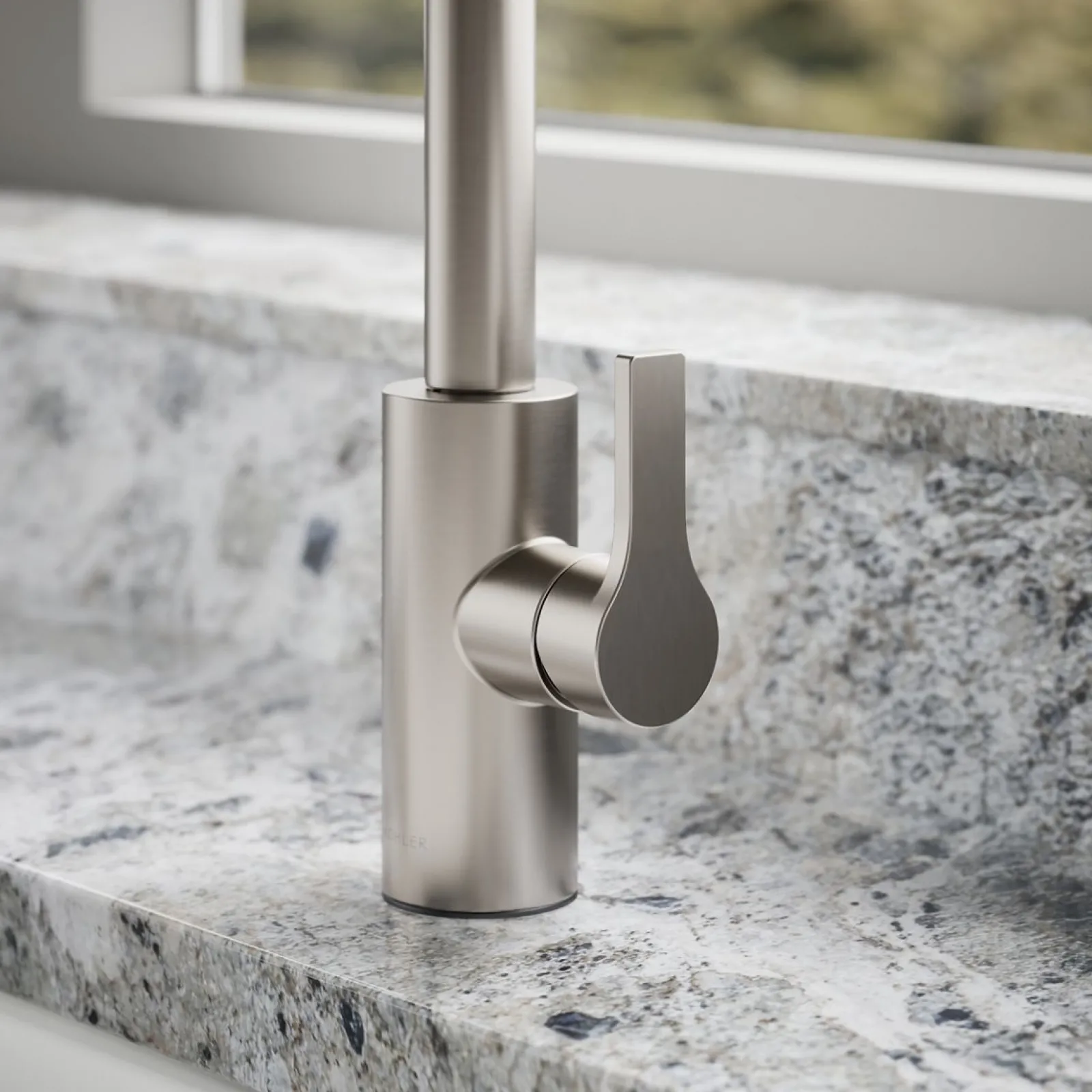 Pull-down kitchen sink faucet with two-function sprayhead^Kohler