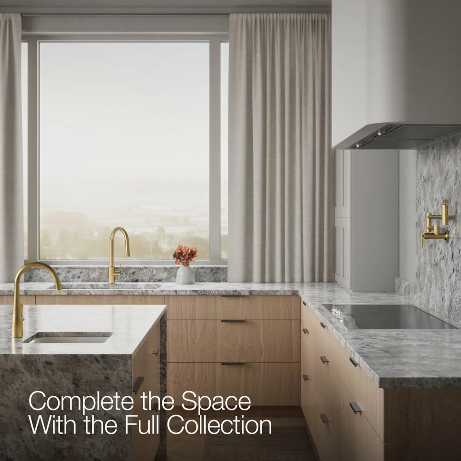 Pull-down kitchen sink faucet with two-function sprayhead^Kohler