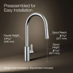 Pull-down kitchen sink faucet with two-function sprayhead^Kohler